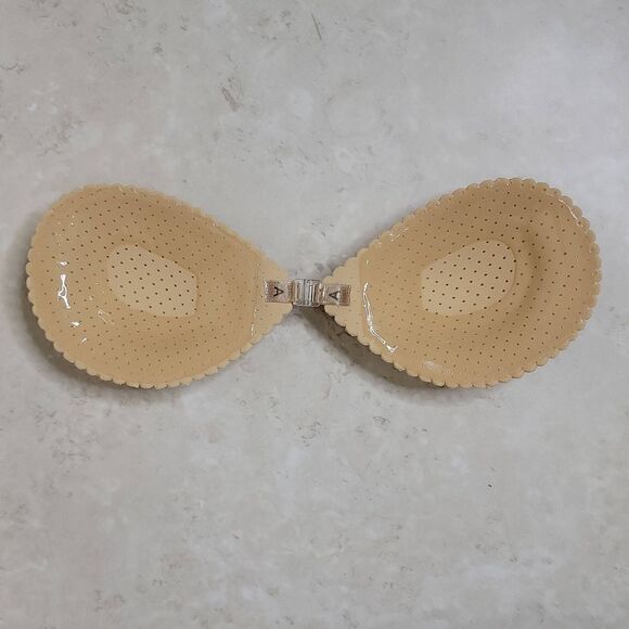 Self Adhesive Bra A Cup Backless Seashell Scallop Nude - Picture 7 of 10